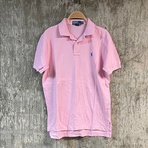 POLO RALPH LAUREN Men's Cotton Mesh Logo Polo Shirt Size M In Carmel Pink
